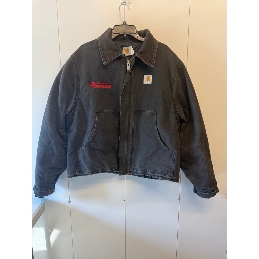 Carhartt Detroit Jacket Black Quilt Lined Canvas Work Coat RK Hydro-Vac XL